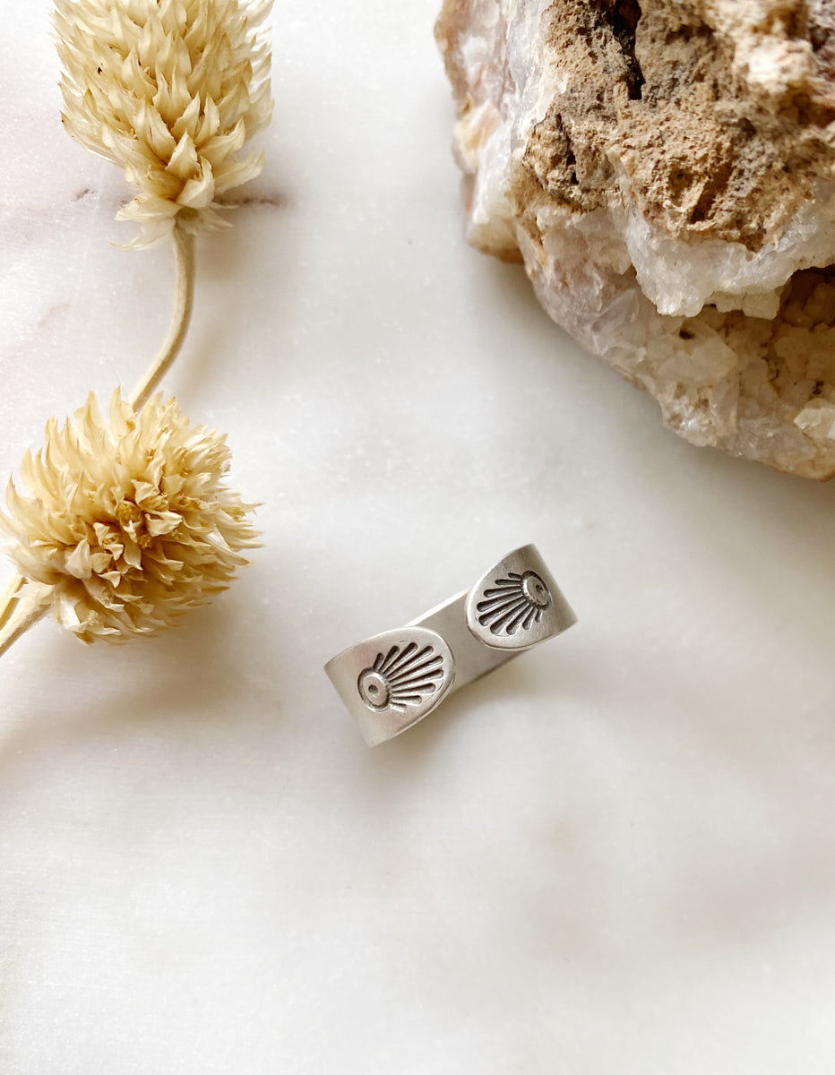 Twin Flame cuff ring in sterling silver or brass – Rising