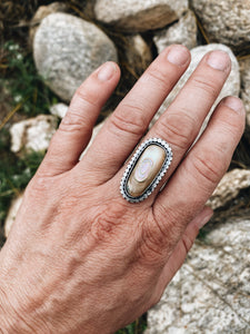 *Finished in Your Size* Sterling Silver with Red Abalone Shell Ring