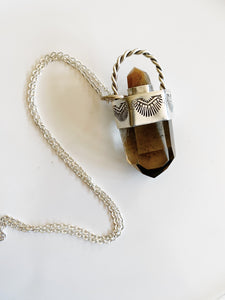 Smoky Garden Quartz & Rutile Quartz Talisman - Sterling Silver