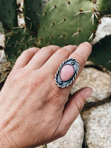 *Finished in Your Size* Sterling Silver with Pink Opal Ring