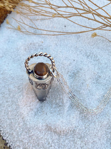 Lemurian Quartz Talisman with Peach Moonstone - Sterling Silver