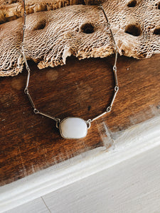 Sterling Silver Necklace with White Buffalo Turquoise