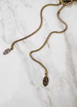 Load image into Gallery viewer, Vintage Brass Snake Chain Bolo with Raw Tuquoise