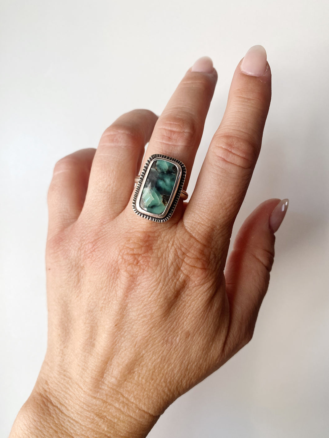Sterling Silver with Aloe Variscite Ring sz8.5
