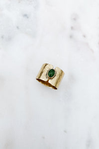 Hammered Jade Ring - Bronze - SZ 7.5