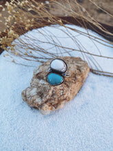 Load image into Gallery viewer, Sterling Silver with Baja Turquoise &amp; White Buffalo Turquoise Ring SZ 8