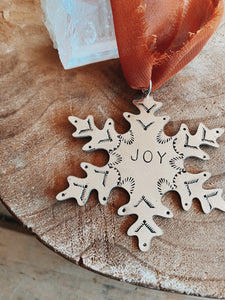 Stamped Snowflake Christmas Ornament - Bronze or Silver