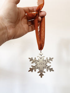 Stamped Snowflake Christmas Ornament - Bronze or Silver