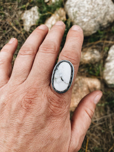 *Finished in Your Size* Sterling Silver with White Buffalo Turquoise Ring