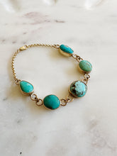 Load image into Gallery viewer, 5 Stone Turquoise bracelet - Gold fill &amp; brass