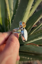 Load image into Gallery viewer, Sterling Silver White Buffalo and Golden Rutilated Quartz Ring - Sz 6