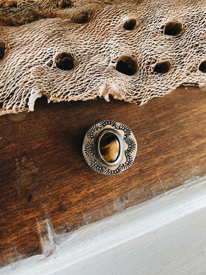 Hair Spiral - sterling silver with Tigers Eye