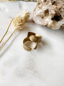 Twin Flame cuff ring in sterling silver or brass