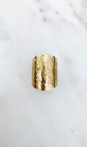 Hammered Shield Ring - Bronze - Semi Adjustable
