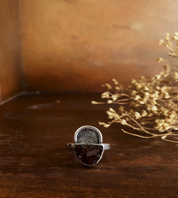 Smoky Quartz Druzy Rising Ring - Sterling Silver SZ 9