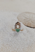 Load image into Gallery viewer, Mixed Metal Scalloped Ring with Turquoise - sz 7.5