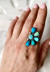 MINI SUNRISE ring in Sterling Silver with Sierra Bella and Egyptian Turquoise
