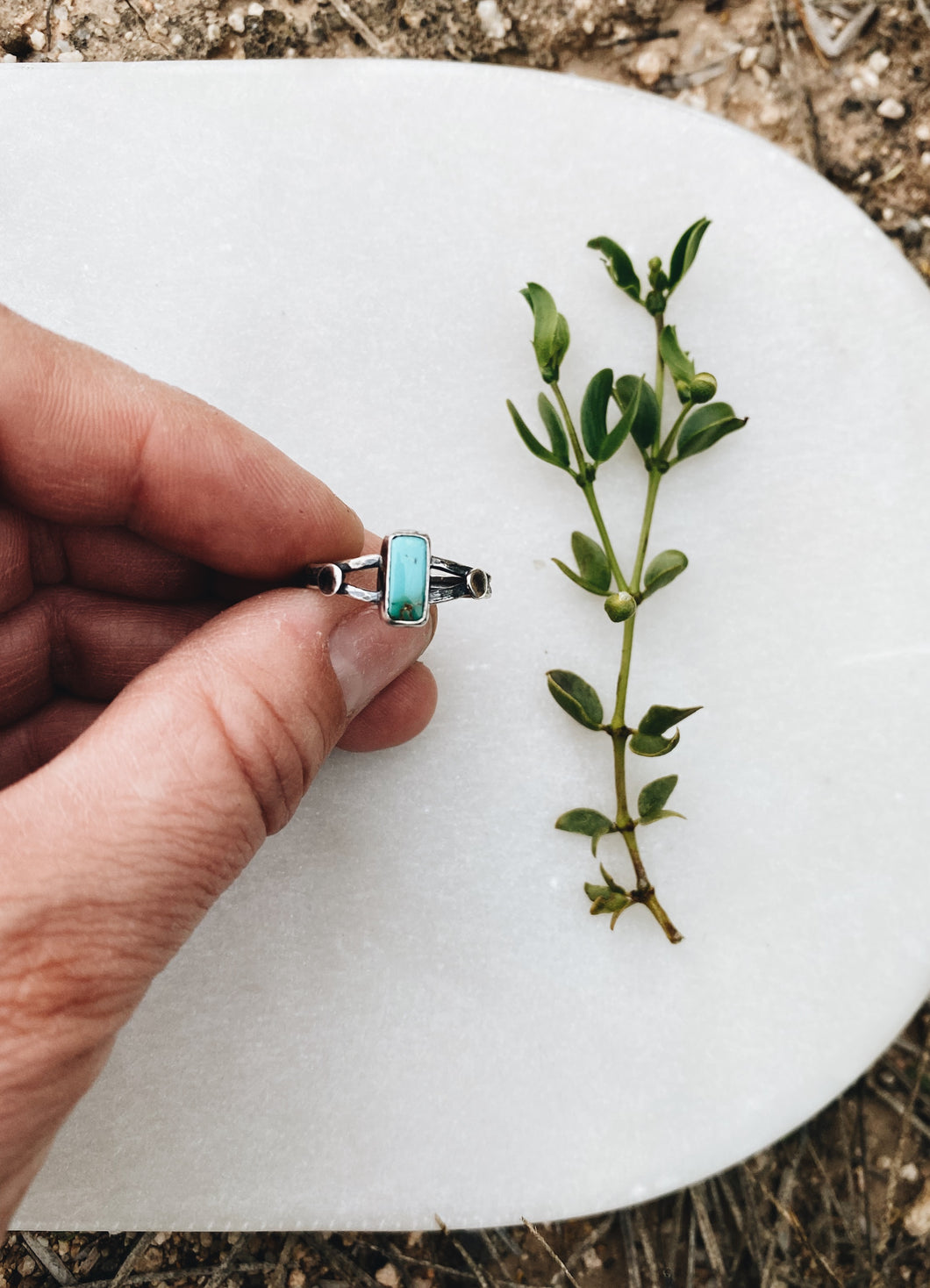 Sterling Silver with Carico Lake Turquoise Ring Sz 7