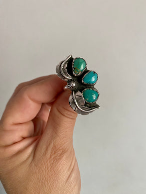 Sterling Silver with Baja and Blue Gem Turquoise Ring SZ 8.5