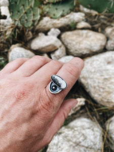 *Finished in Your Size* Sterling Silver with White Buffalo Turquoise Ring