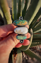 Load image into Gallery viewer, Sterling Silver White Buffalo and Baja Turquoise Ring - Sz 7.5