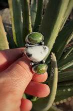 Load image into Gallery viewer, Sterling Silver White Buffalo and Afghan Turquoise Ring - Sz 8