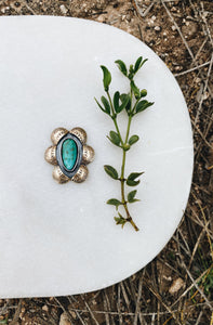 *Finished in Your Size* Mixed Metal Brass & Sterling Silver with Royston Turquoise Ring