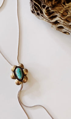 Mixed Metal Snake Chain Bolo with Royston turquoise
