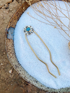 Red Brass Hair Fork - Baja Turquoise