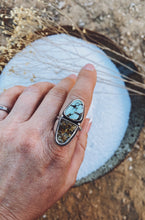 Load image into Gallery viewer, Sterling Silver with Aloe Variscite &amp; Smoky Druzy Ring SZ 8