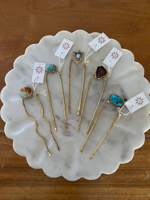 Red Brass Hair Fork - Montana Agate