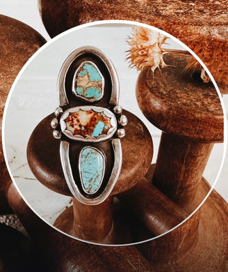 Mixed turquoise chunky ring