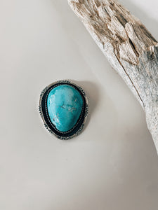Old Stock Turquoise Shadowbox ring in Sterling Silver