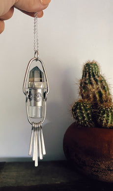 Nova Fringe Rollerball Necklace - Smoky Quartz