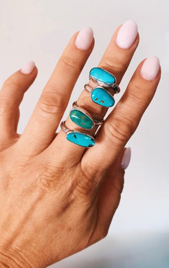 HORIZON RING Baja Turquoise in Sterling Silver SZ 7