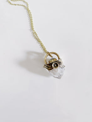 Rainbow Moonstone & Phantom Quartz Red Brass Talisman