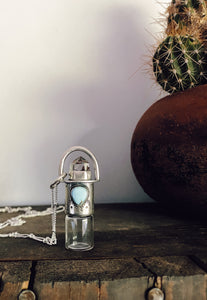 Double Stone Rollerball Necklace - Rutile Quartz & Sleeping Beauty Turquoise