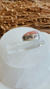 Simple Sun Stamped Pink Peruvian Opal Ring