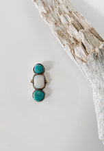 Load image into Gallery viewer, Australian Opal &amp; Baja Turquoise ring in Red Brass &amp; Sterling Silver