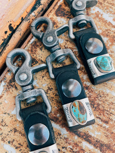 Leather Strap Key Keepers with Turquoise Embellishment