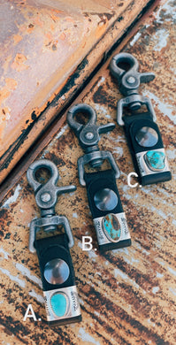 Leather Strap Key Keepers with Turquoise Embellishment