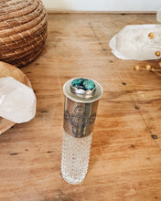 Load image into Gallery viewer, Sterling Silver Keepsake Vintage Glass Rollerball Vial adorned with Hubei Turquoise