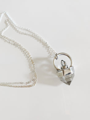 Double Stone Smokey Rutile Quartz Sterling Silver Talisman