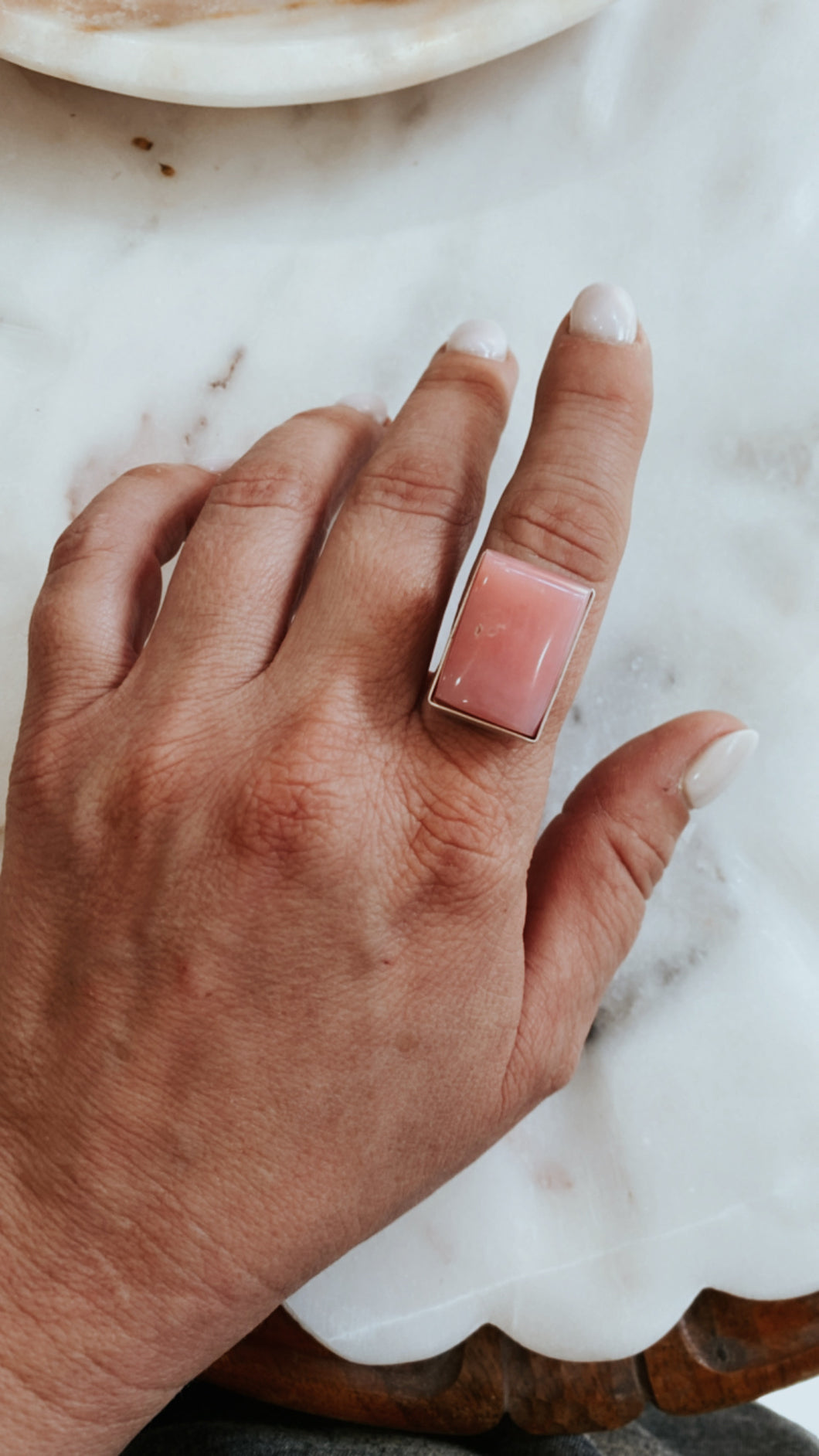 Elegant Pink Peruvian Opal Ring