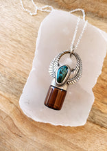 Load image into Gallery viewer, Sterling Silver Feather Rollerball Necklace  - Turquoise