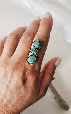 Kings Manassa & Baja Turquoise ring in Red Brass & Sterling Silver