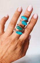 Load image into Gallery viewer, HORIZON RING Baja Turquoise in Sterling Silver SZ 6.5