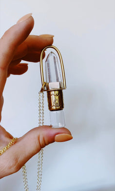 Custom Clear Quartz Rollerball Necklace