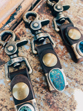 Load image into Gallery viewer, Leather Strap Key Keepers with Turquoise Embellishment