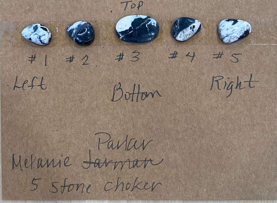 CUSTOM- Sterling Silver White Buffalo 5 Stone Choker with Handmade Chain